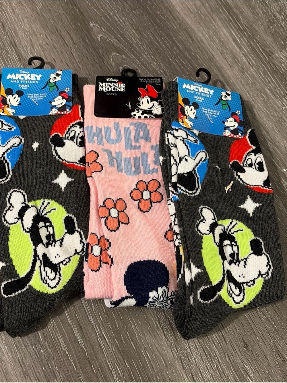 Disney Women's Crew Socks - Pink, Gray, Lime & Blue Mickey & Minnie Designs